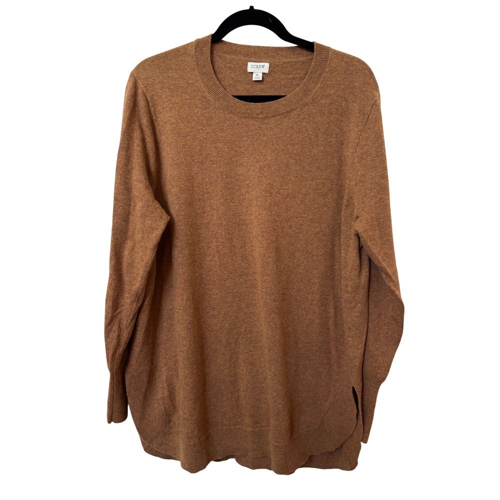 J.Crew Merino Wool Cotton Blend Crewneck Sweater Brown Marl XL Long Sleeve